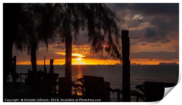 Sunset at Klong Khong Beach #2 Print by Annette Johnson