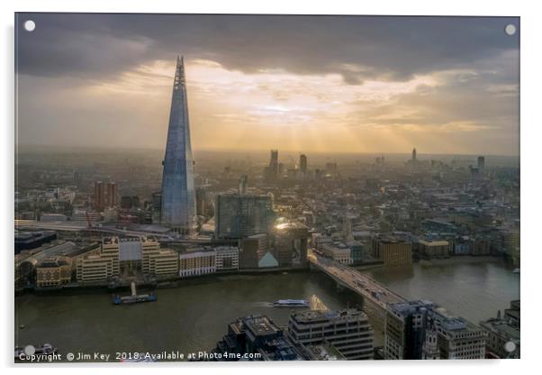 Moody London in December Acrylic by Jim Key