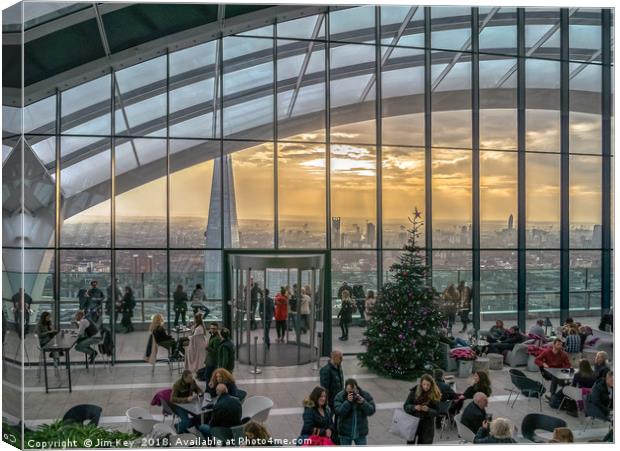 Christmas sunset at the Sky Garden Canvas Print by Jim Key