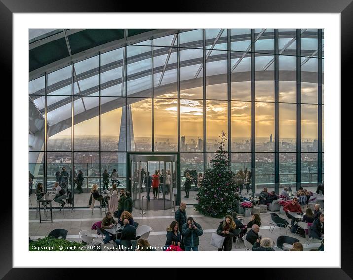 Christmas sunset at the Sky Garden Framed Mounted Print by Jim Key