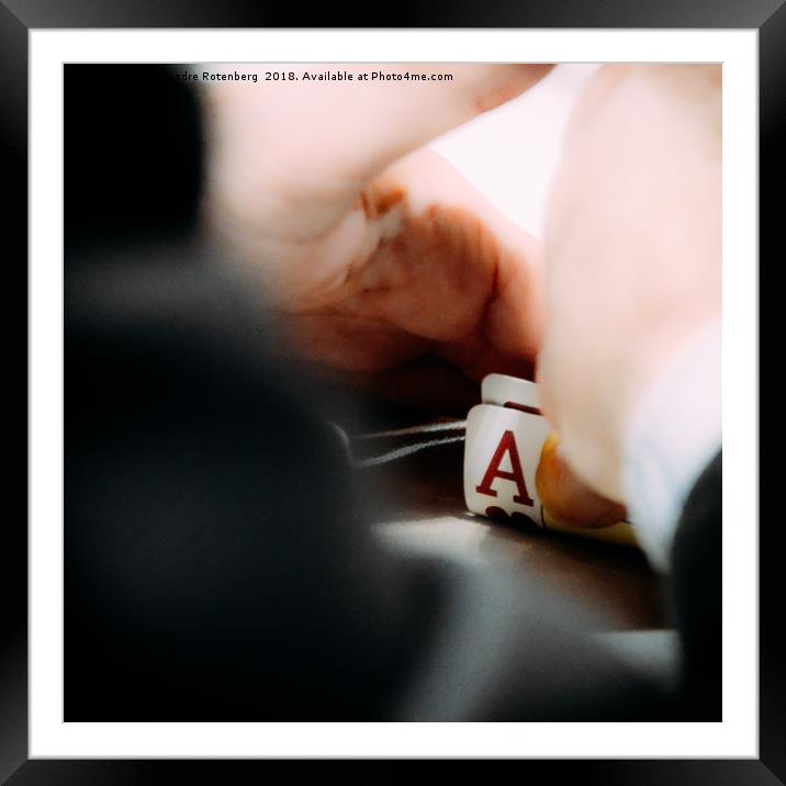 Texas Hold'em Poker player palms revealing an ace  Framed Mounted Print by Alexandre Rotenberg