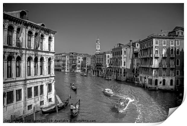 Light Traffic on the Grand Canal - B&W Print by Tom Gomez