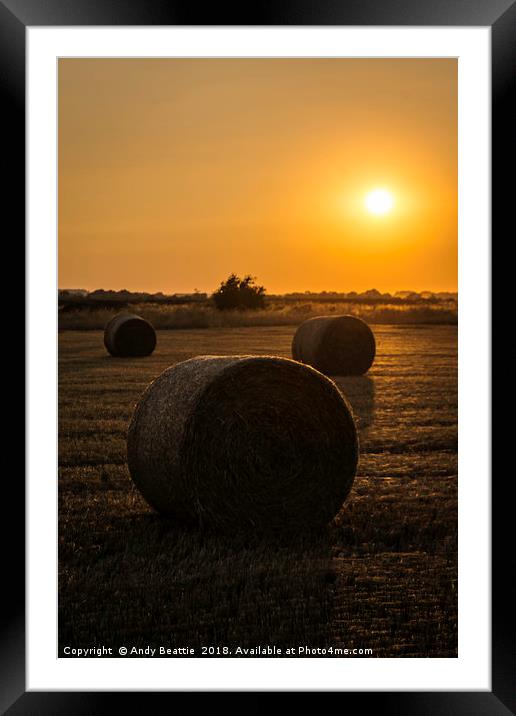 Hay Bales Sunset Framed Mounted Print by Andy Beattie