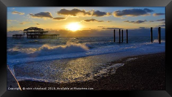 Sunset's on the West Pier Brighton  Framed Print by robin whitehead
