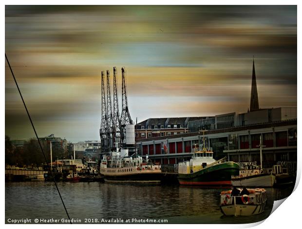 Bristol Docks Print by Heather Goodwin