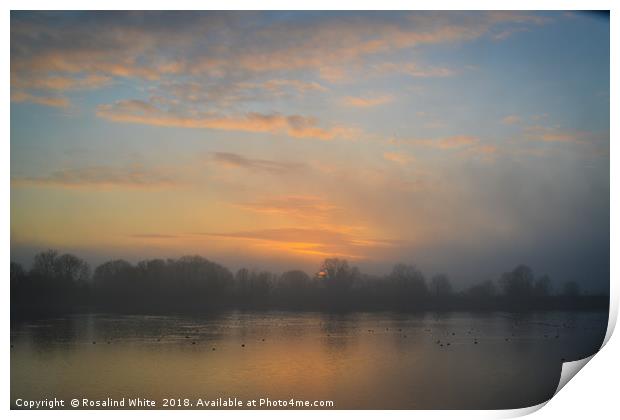 Tring Reservoirs Misty Sunset Print by Rosalind White