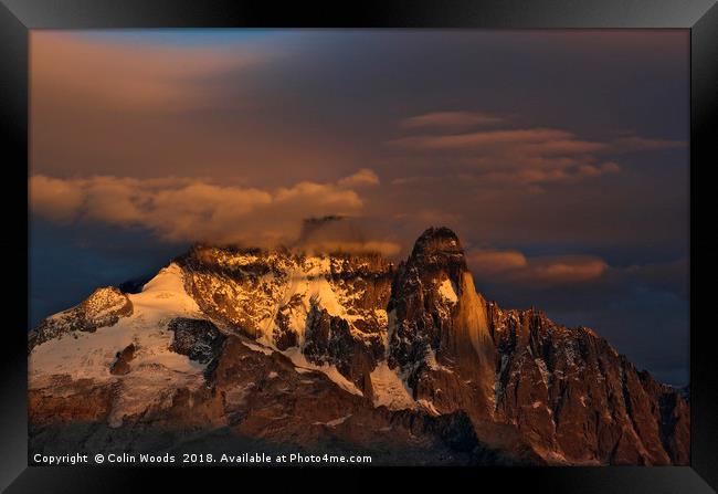 Sunset on the Aiguille Verte Framed Print by Colin Woods