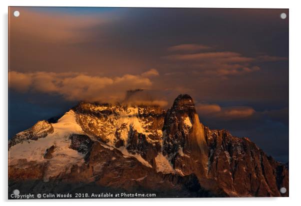 Sunset on the Aiguille Verte Acrylic by Colin Woods