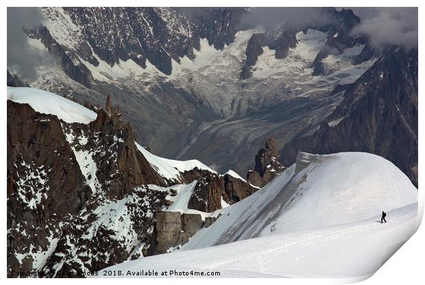 Lone climber in the Alps Print by Colin Woods
