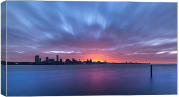 Liverpool City skyline SunRise Canvas Print by Mali Davies