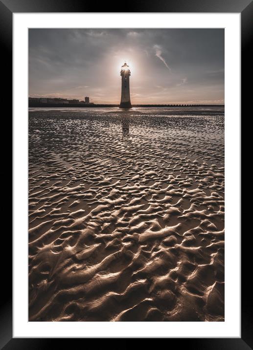 Perch Rock Lighthouse at Sunset Framed Mounted Print by Mali Davies