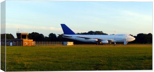 Boeing 747 Dunsfold airfield Surrey Canvas Print by Anthony Kellaway