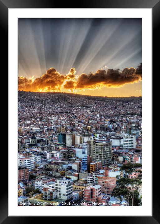 A dramatic sunset over La Paz Bolivia Framed Mounted Print by Colin Woods