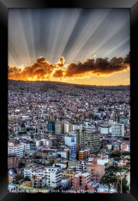 A dramatic sunset over La Paz Bolivia Framed Print by Colin Woods