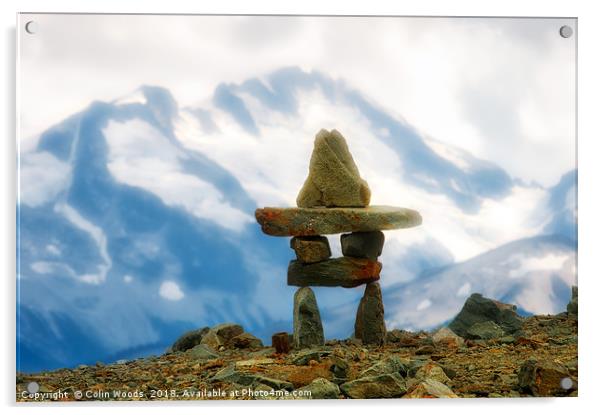 Inukshuk in the Canadian Rockies Acrylic by Colin Woods