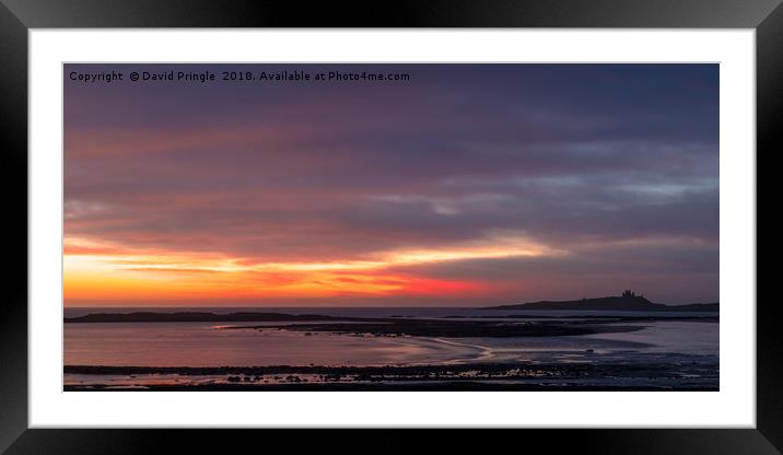 Sunrise at Dunstanburgh Castle Framed Mounted Print by David Pringle