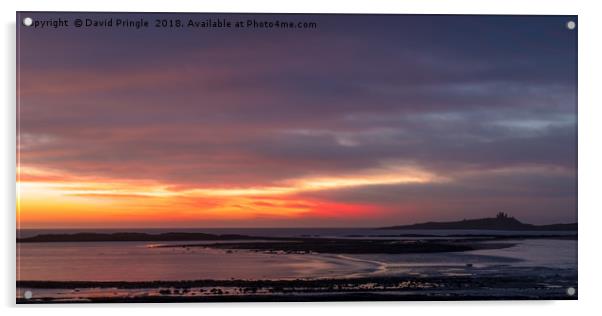 Sunrise at Dunstanburgh Castle Acrylic by David Pringle
