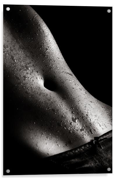 Woman wet abdomen Acrylic by Johan Swanepoel