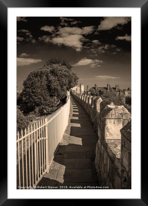 York Roman wall walk in sepia Framed Mounted Print by Robert Gipson
