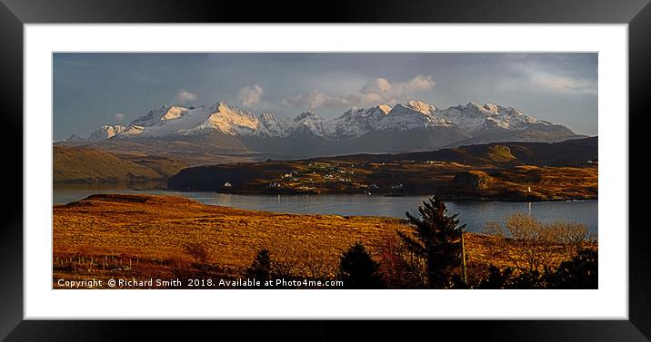 The Cuillin range from Ullinish in February Framed Mounted Print by Richard Smith