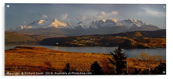 The Cuillin range from Ullinish in February Acrylic by Richard Smith