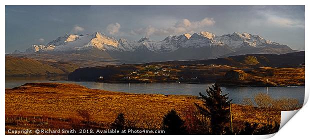 The Cuillin range from Ullinish in February Print by Richard Smith