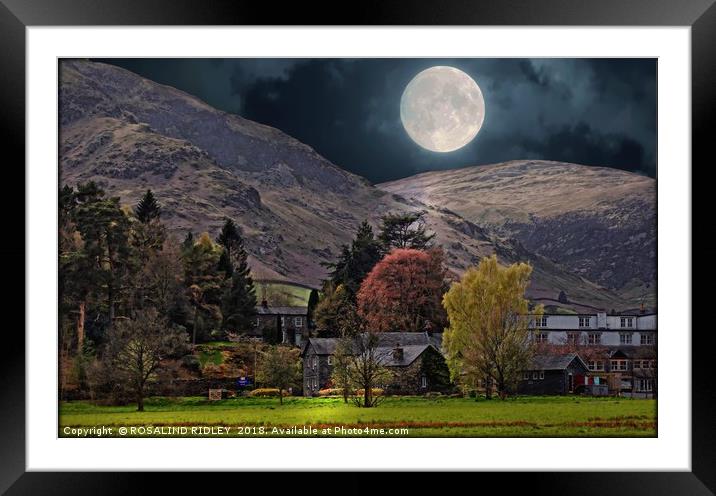"Full moon at Glenridding" Framed Mounted Print by ROS RIDLEY