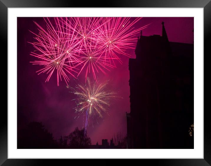 Ely Fireworks Framed Mounted Print by Kelly Bailey