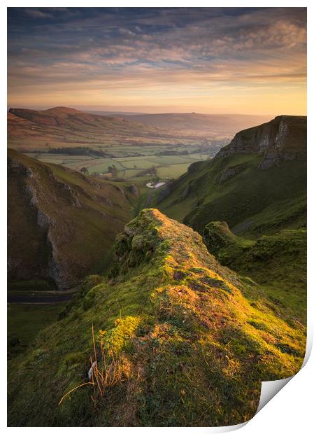 Winnats Pass sunrise, Derbyshire Print by John Finney