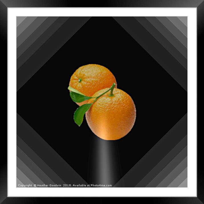 Orange on Black Framed Mounted Print by Heather Goodwin