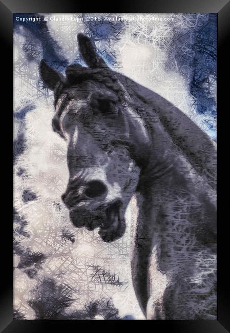 Horse Head. Vision of The Horse of Leonardo, Milan Framed Print by Claudio Lepri