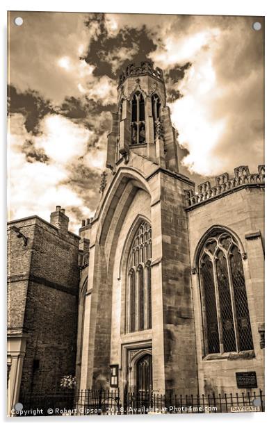 St Helen's Church, Stonegate, York. In Sepia. Acrylic by Robert Gipson