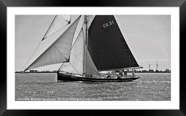 tradtional east coast gaffer workboat, Smack Framed Mounted Print by Oliver Southgate
