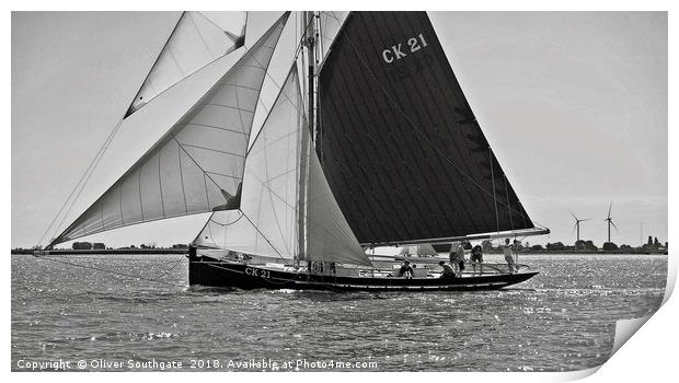 tradtional east coast gaffer workboat, Smack Print by Oliver Southgate