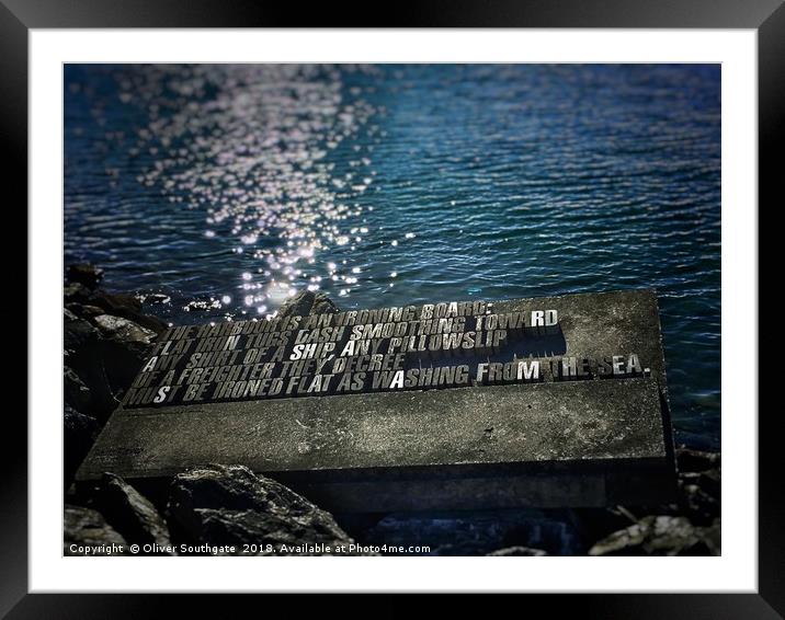 Wellington Harbour Sea Wall Poem in concrete Framed Mounted Print by Oliver Southgate