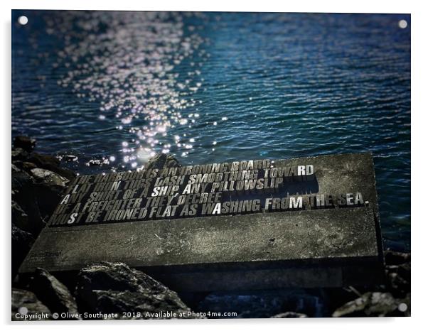 Wellington Harbour Sea Wall Poem in concrete Acrylic by Oliver Southgate