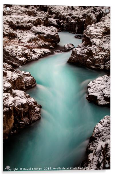 Hraunfossar Falls, Iceland Acrylic by David Thurlow
