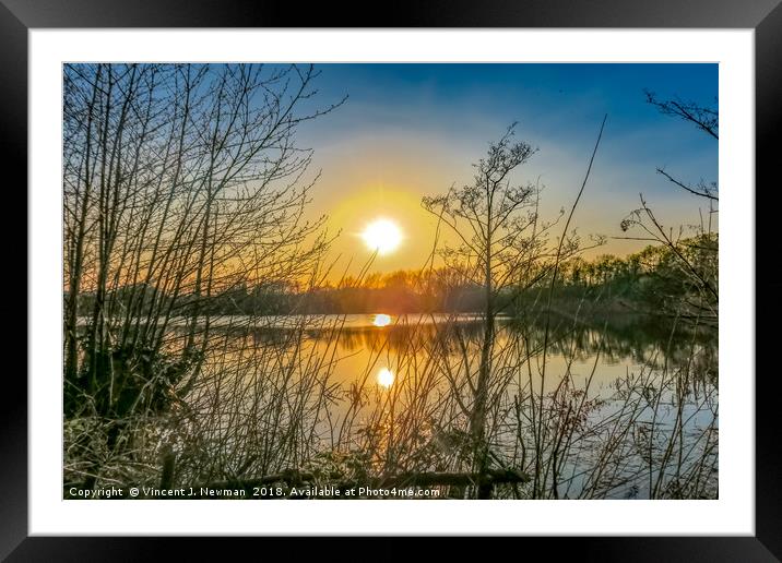Sunset at The Lake Framed Mounted Print by Vincent J. Newman