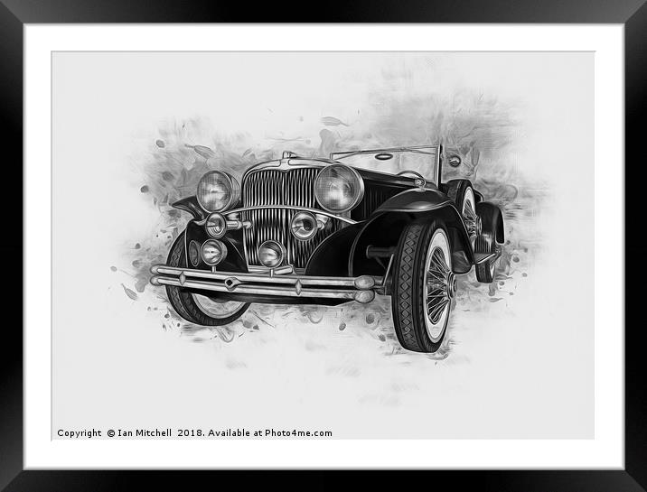 Vintage Car Painting Framed Mounted Print by Ian Mitchell