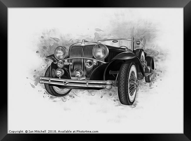 Vintage Car Painting Framed Print by Ian Mitchell