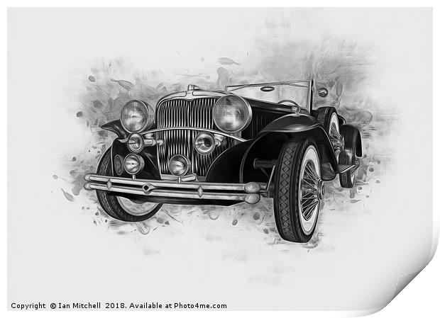 Vintage Car Painting Print by Ian Mitchell