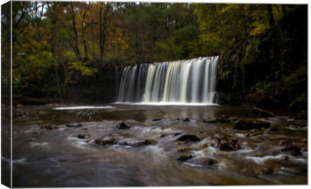 Upper Ddwli Waterfall in the Vale of Neath south W Canvas Print by Victoria Bowie