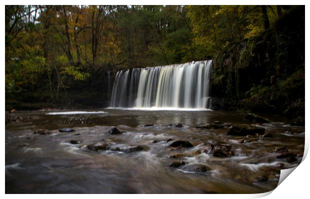 Upper Ddwli Waterfall in the Vale of Neath south W Print by Victoria Bowie
