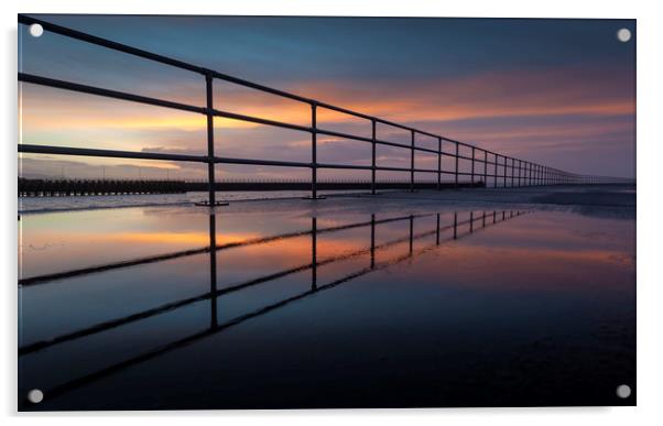 Sunrise at Swansea's West Pier Acrylic by Leighton Collins