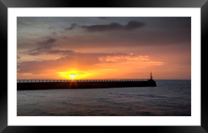 Daybreak at Swansea's East Pier Framed Mounted Print by Leighton Collins