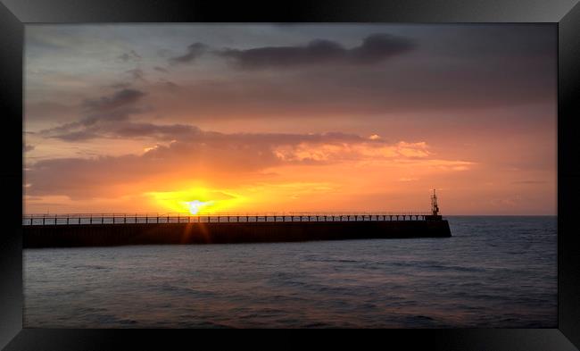 Daybreak at Swansea's East Pier Framed Print by Leighton Collins