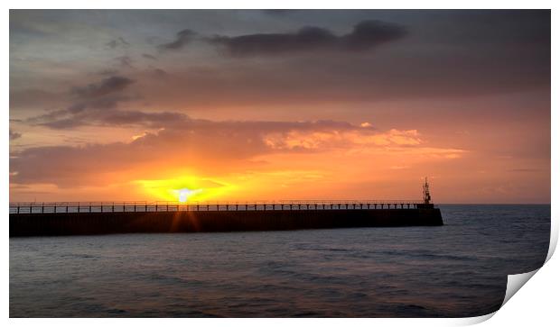 Daybreak at Swansea's East Pier Print by Leighton Collins