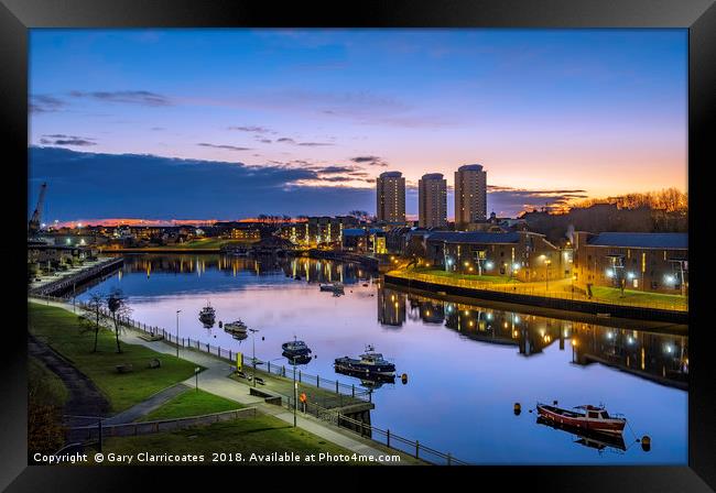 Blue hour at the quayside Framed Print by Gary Clarricoates