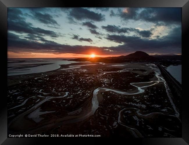 Glaslyn Estuary Sunset Framed Print by David Thurlow