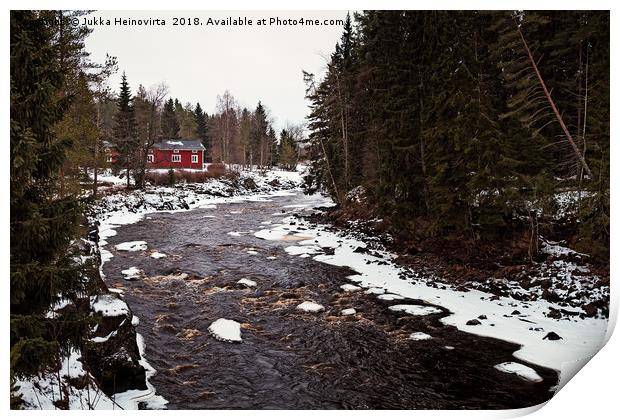 Red House By The River Print by Jukka Heinovirta